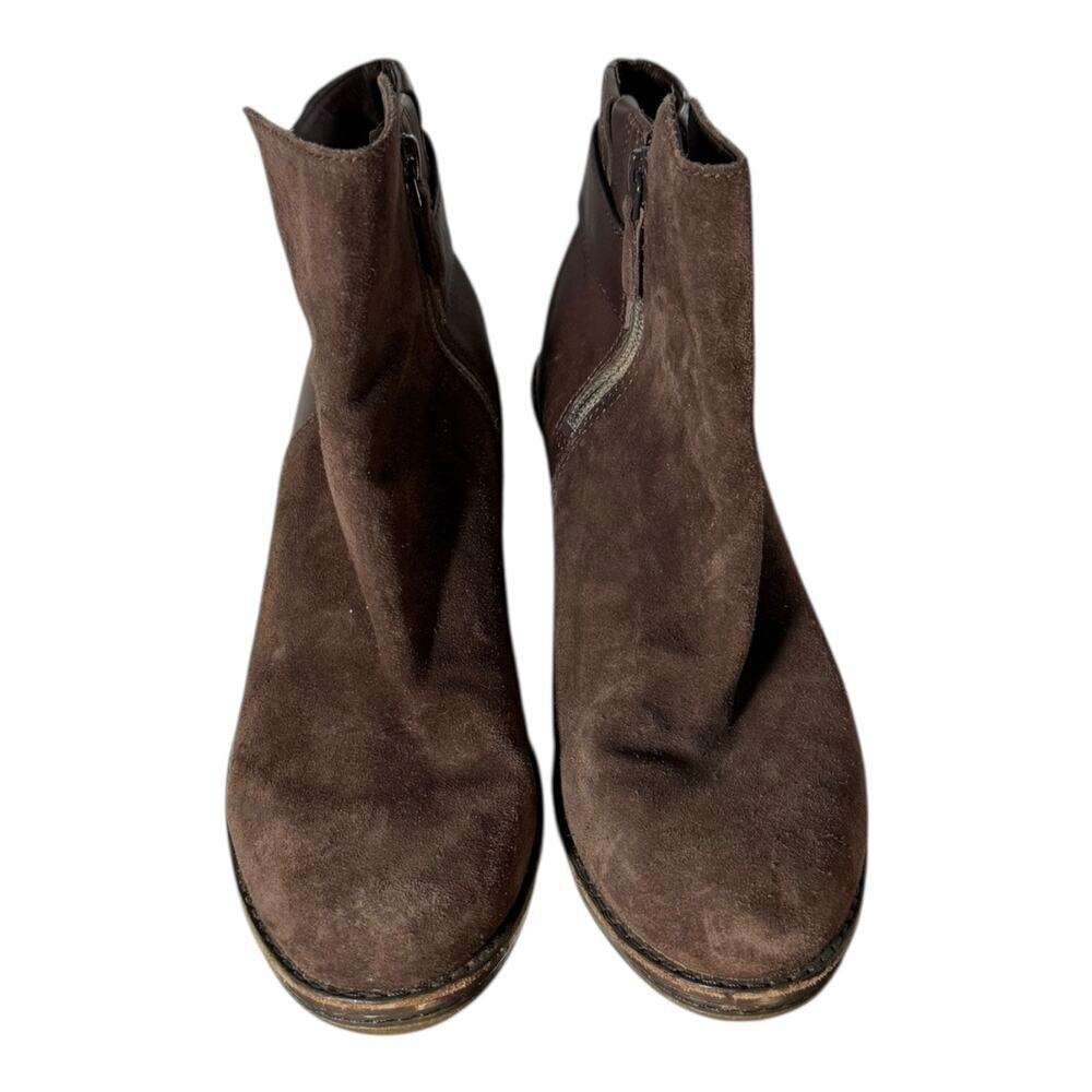 Cole Haan Shoes Women 6.5 B Brown Suede Rayna Waterproof Leather Wood Wedge Boot - Picture 5 of 9